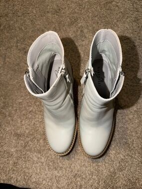 Naked Feet White Leather Ankle Booties